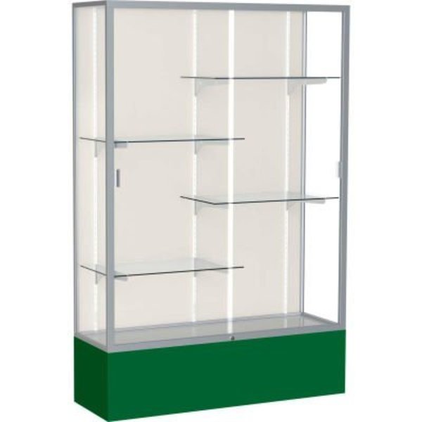 Waddell Display Case Of Ghent Spirit Display Case Forest Green Base, Satin Frame, Fabric Back 48"W x 16"D x 72"H 374PB-SN-FG